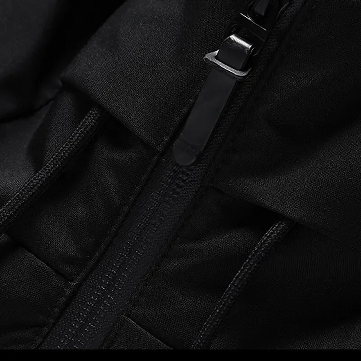 Durable men's zip-up puffer jacket with hood. Essential winter coat for ultimate warmth & style.