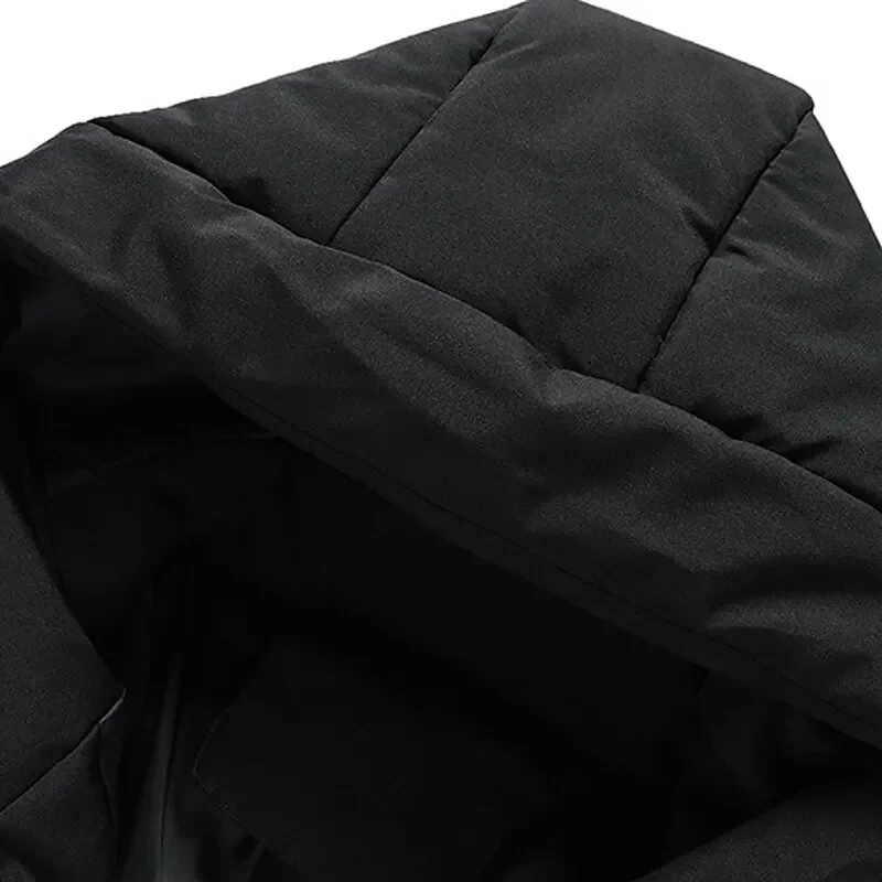 Modern men's hooded quilted puffer jacket. A warm and stylish choice for winter outerwear & comfort.