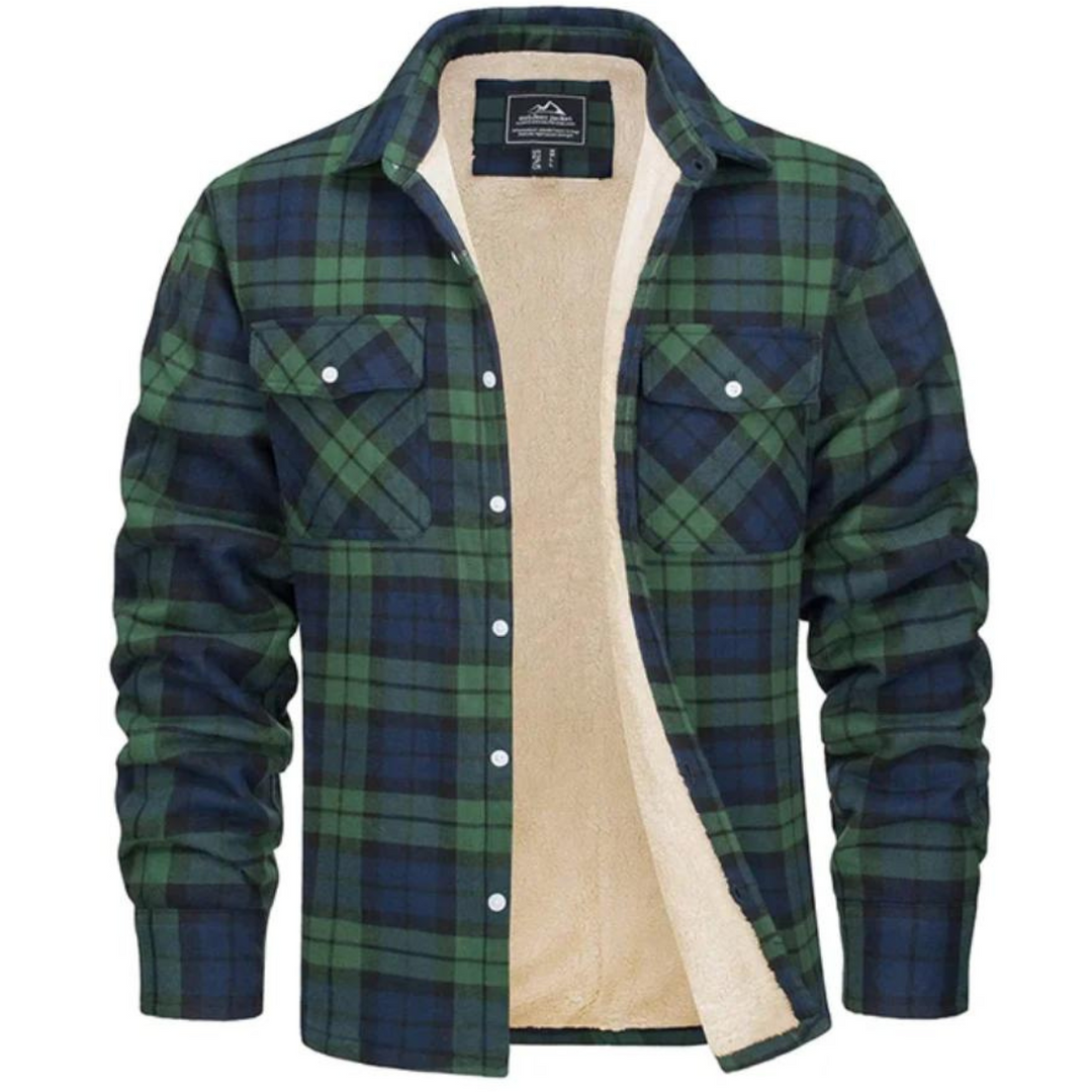 Stylish men's warm plaid winter coat. Ideal casual outerwear for cold weather & men's fashion.