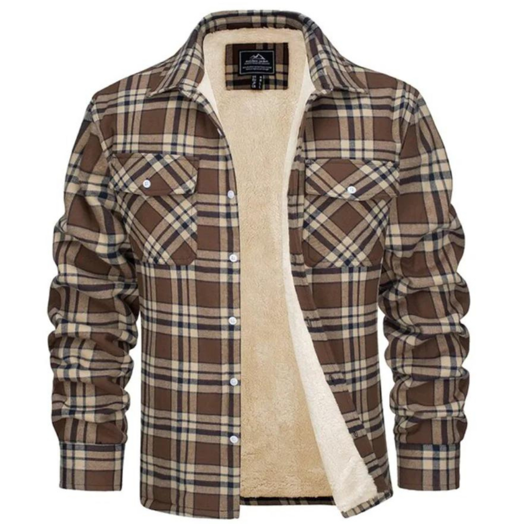 New men's plaid winter jacket. Durable, warm outerwear for men's fashion & protection in cold weather.