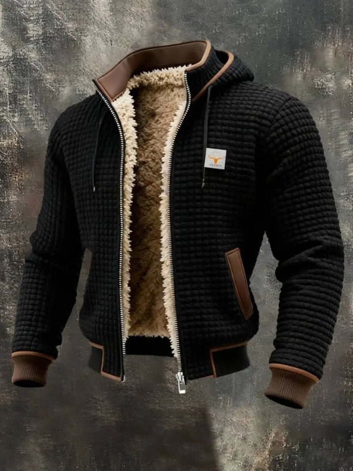 Stylish men's hooded quilted jacket, fleece lined for ultimate warmth & comfort in winter.