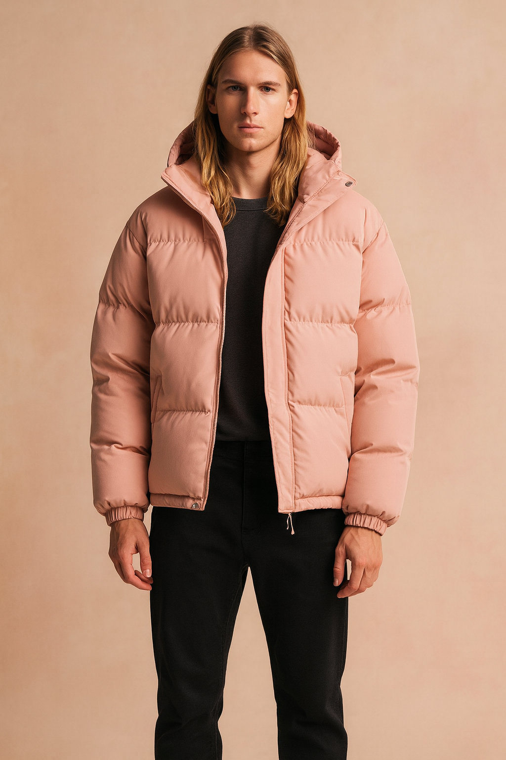 Versatile men's warm quilted hooded jacket, comfortable outerwear for winter, outdoor & daily wear.