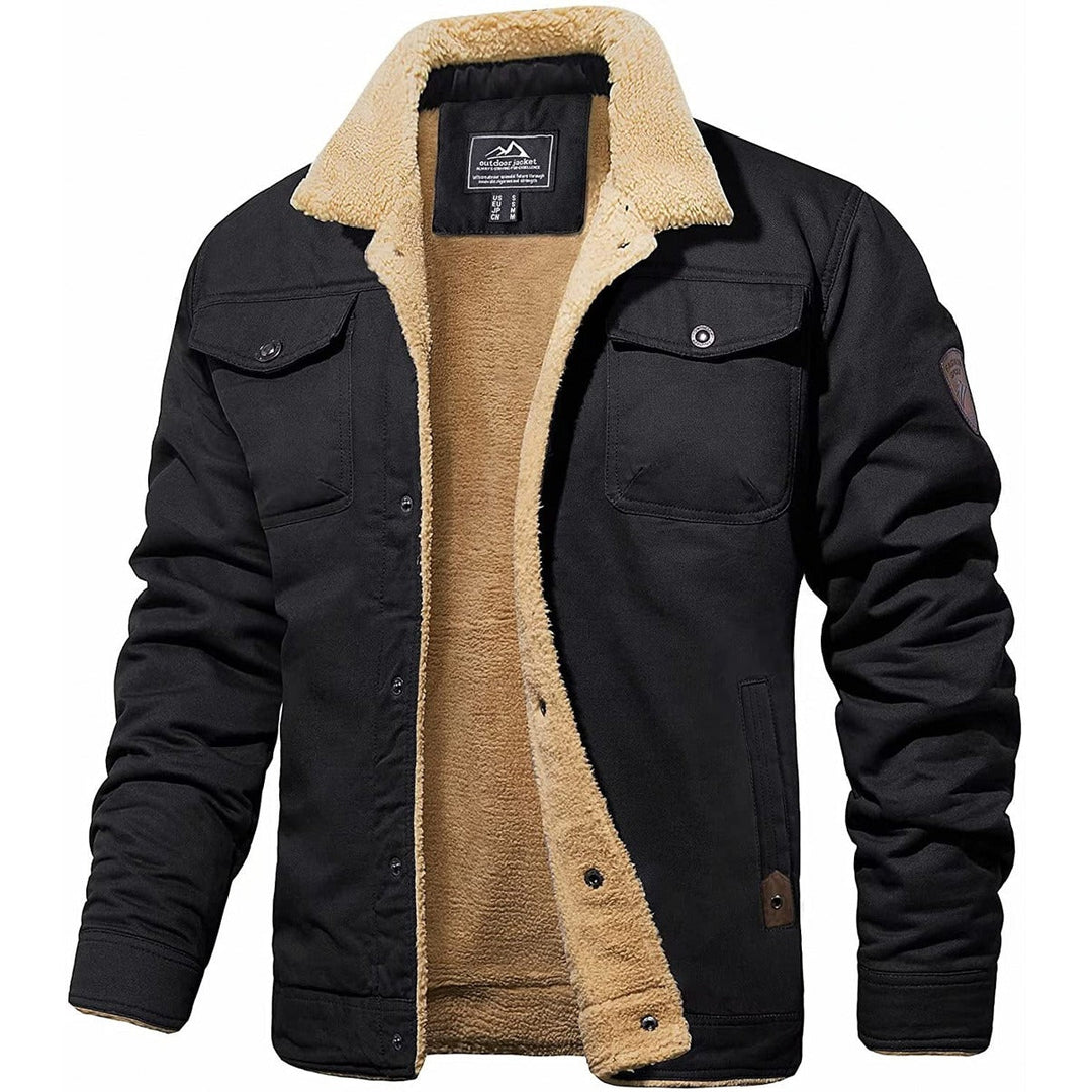 Men's warm sherpa-lined winter jacket for cold weather
