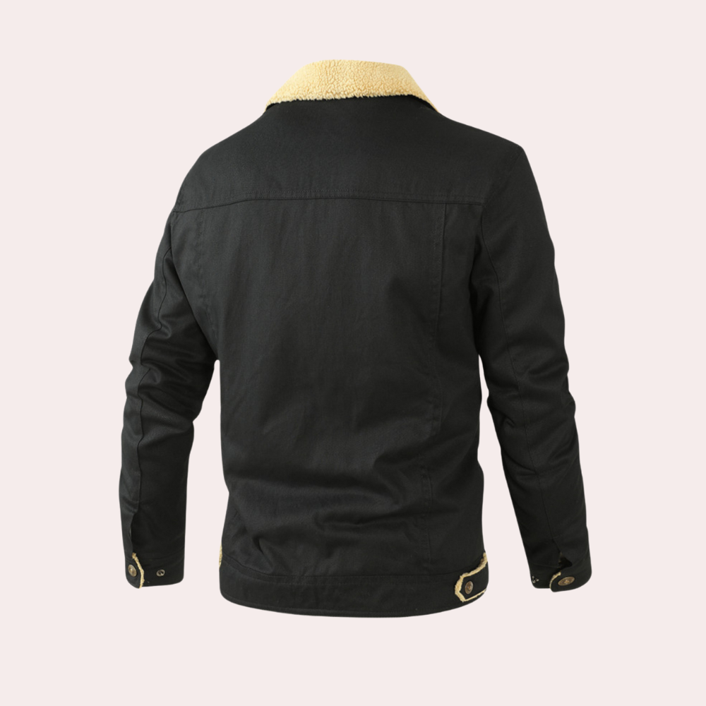Cozy sherpa-lined casual jacket for men, perfect for fall