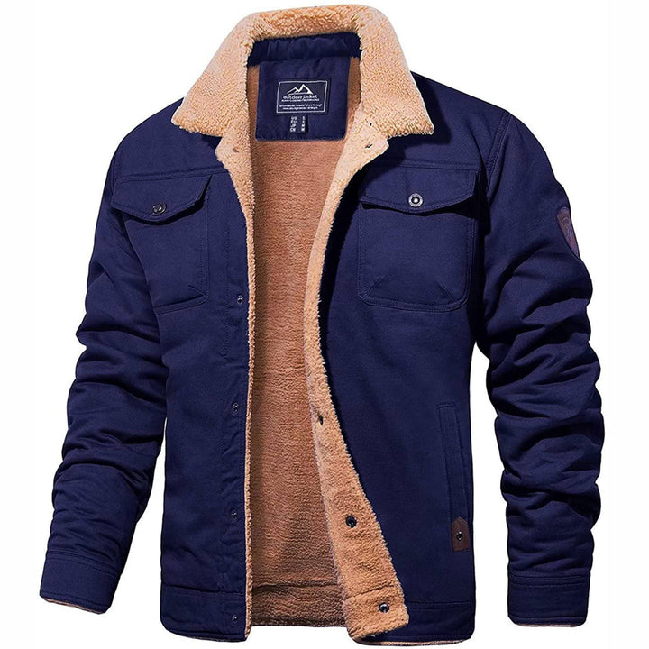 Stylish outdoor wear: men's warm jacket with sherpa collar