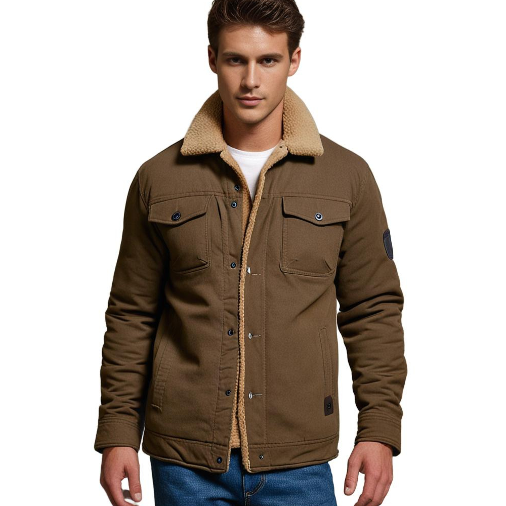 Comfortable and warm men's sherpa-lined jacket for everyday wear