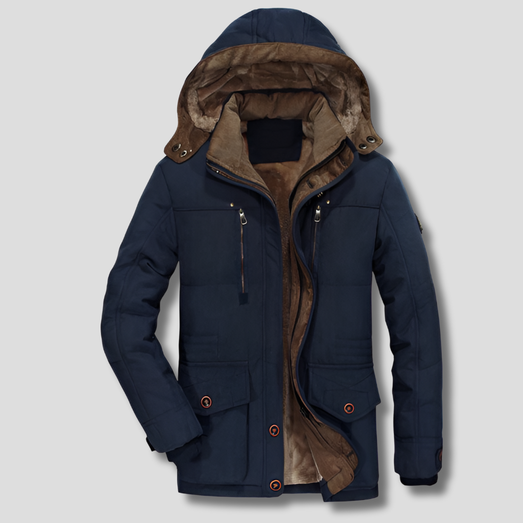 Durable men's all-weather winter jacket, waterproof and breathable. Great for casual wear, insulated for cold conditions.