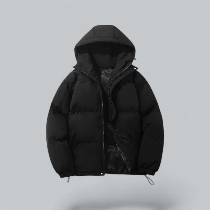 Men's warm winter parka coat with adjustable hood, perfect for cold weather and ultimate comfort.