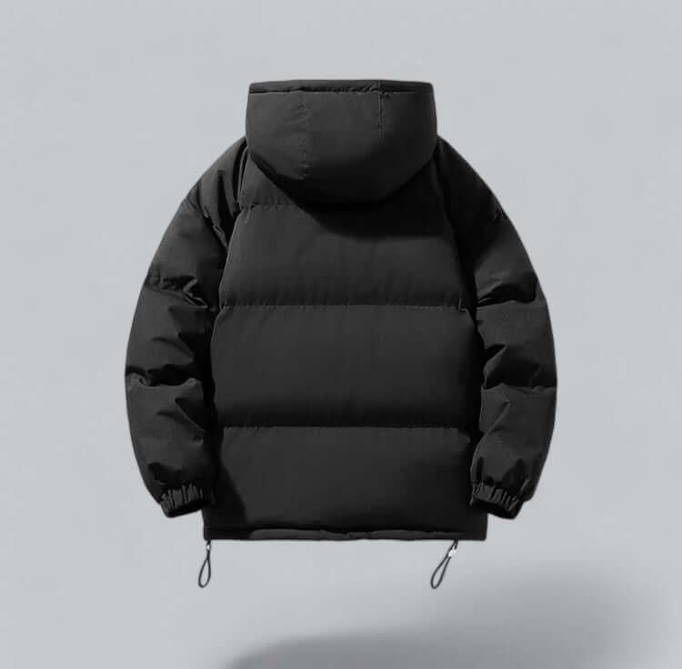 Stylish men's winter coat, a warm hooded jacket ideal for cold weather outerwear and men's fashion.