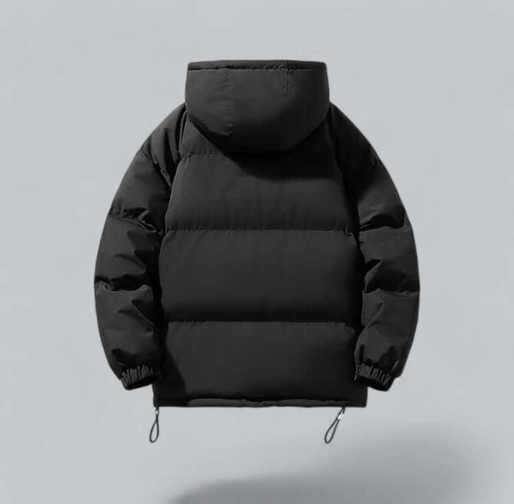 Stylish men's winter coat, a warm hooded jacket ideal for cold weather outerwear and men's fashion.
