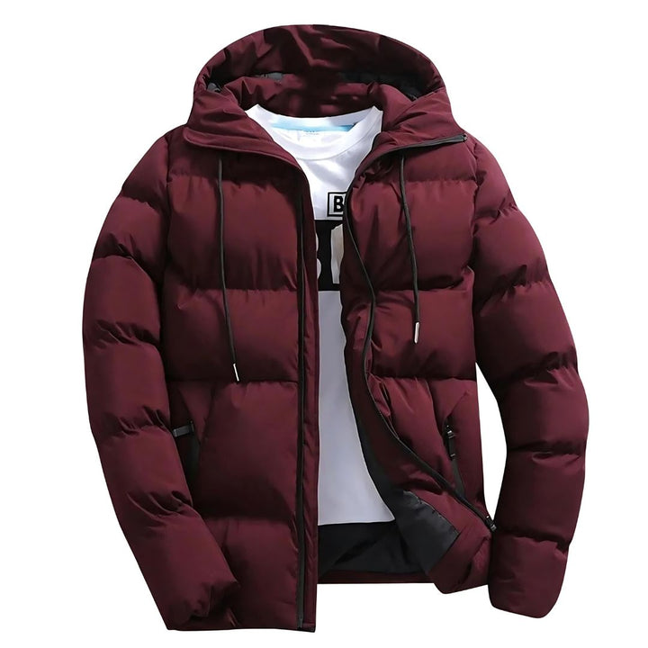Heavy-duty men's winter parka with faux fur hood, providing superior warmth for extreme cold weather & snow.