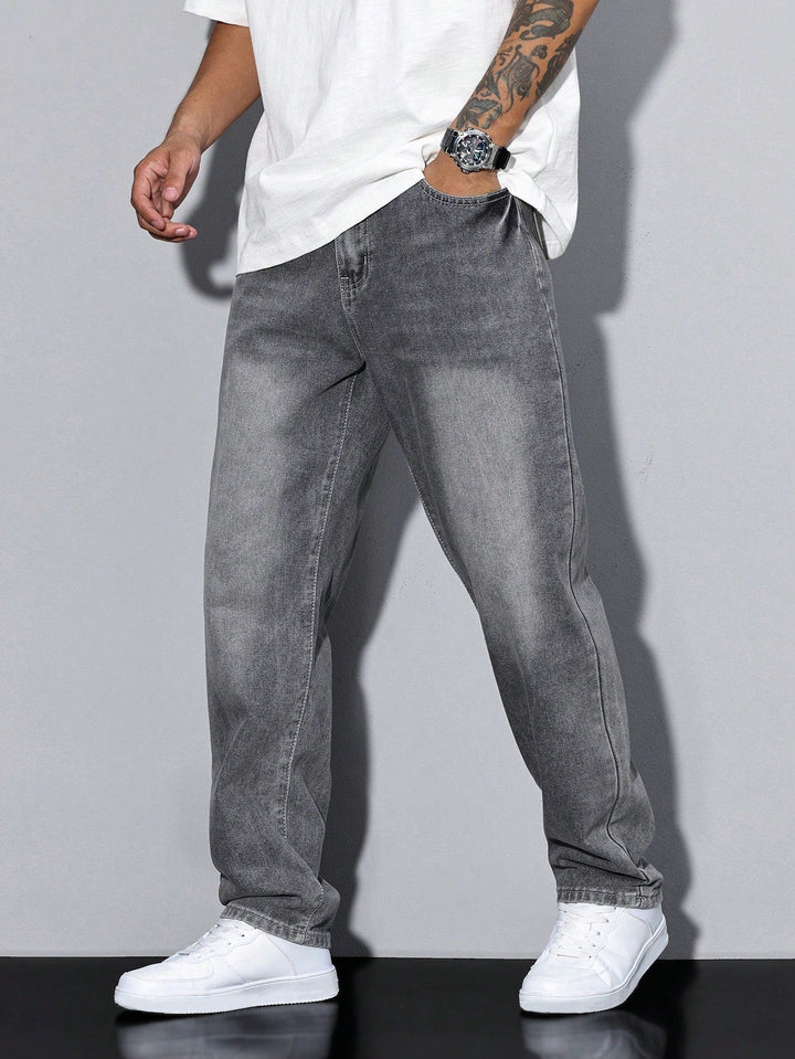 Men's washed straight leg pants for casual everyday style.