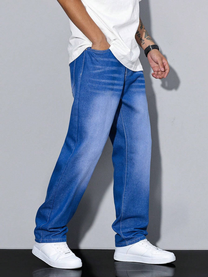 Men's comfortable straight leg pants, washed fabric for a soft casual feel.