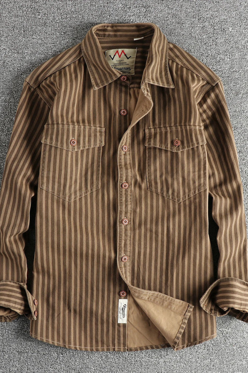 Everyday men's fashion: long sleeve washed striped shirt, loose fit, perfect for relaxed style.