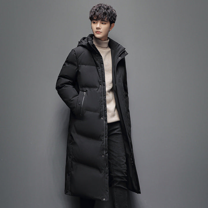 Durable mens parka with waterproof exterior and warm down filling for outdoor adventures