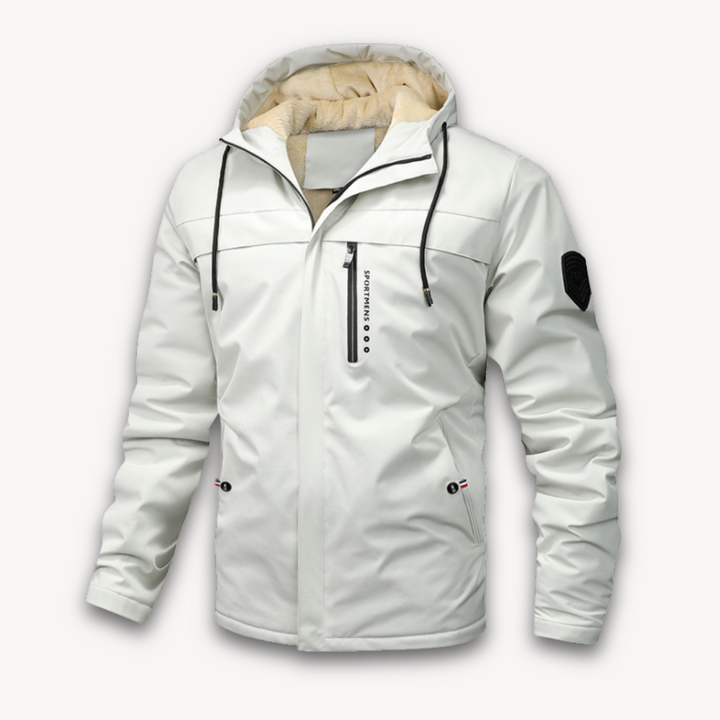 Casual men's windbreaker, waterproof and hooded, perfect for outdoor activities.