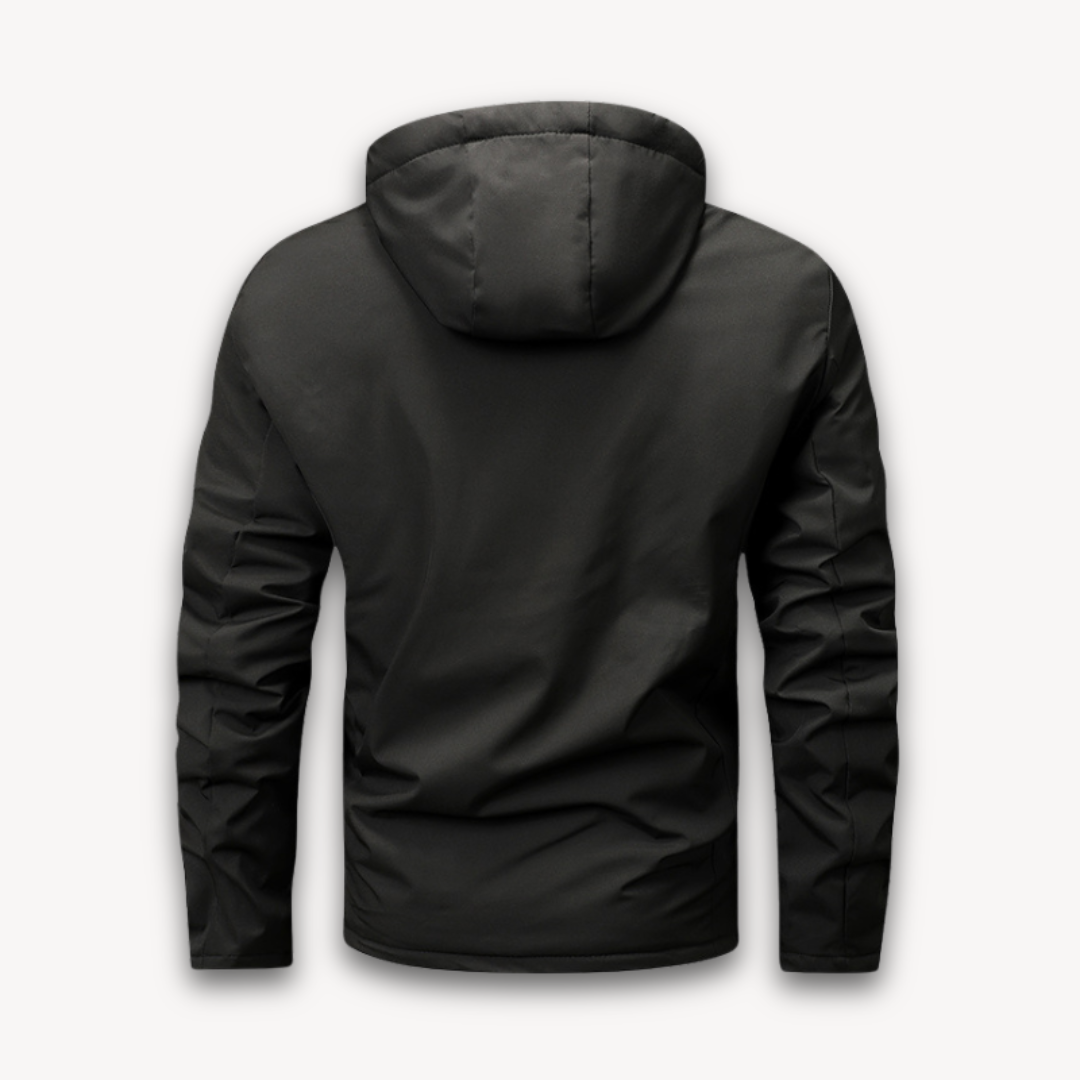 Men's stylish waterproof jacket with a practical hood, perfect for everyday outerwear.