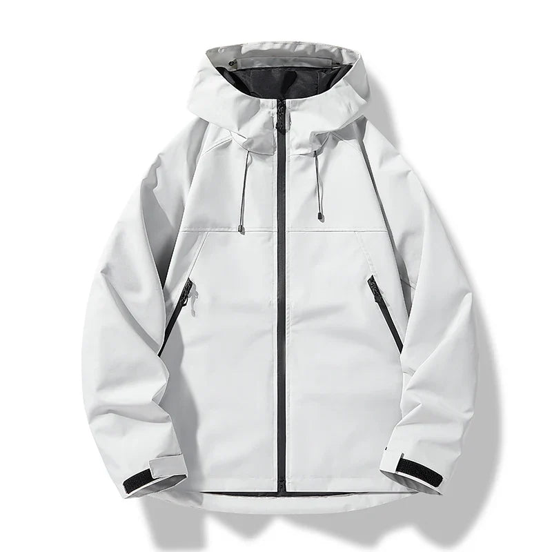 Men's waterproof hooded shell jacket for outdoor protection in blue