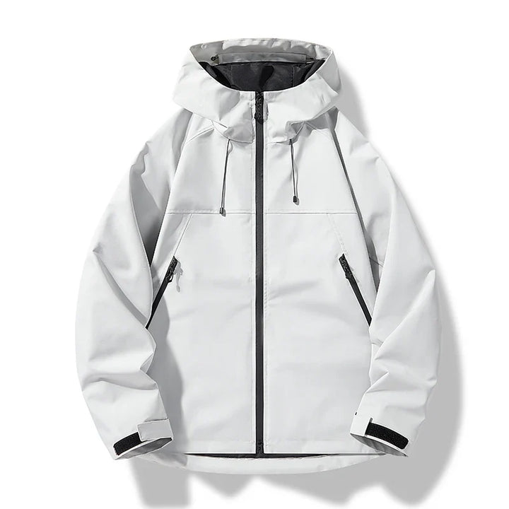 Men's waterproof hooded shell jacket for outdoor protection in blue