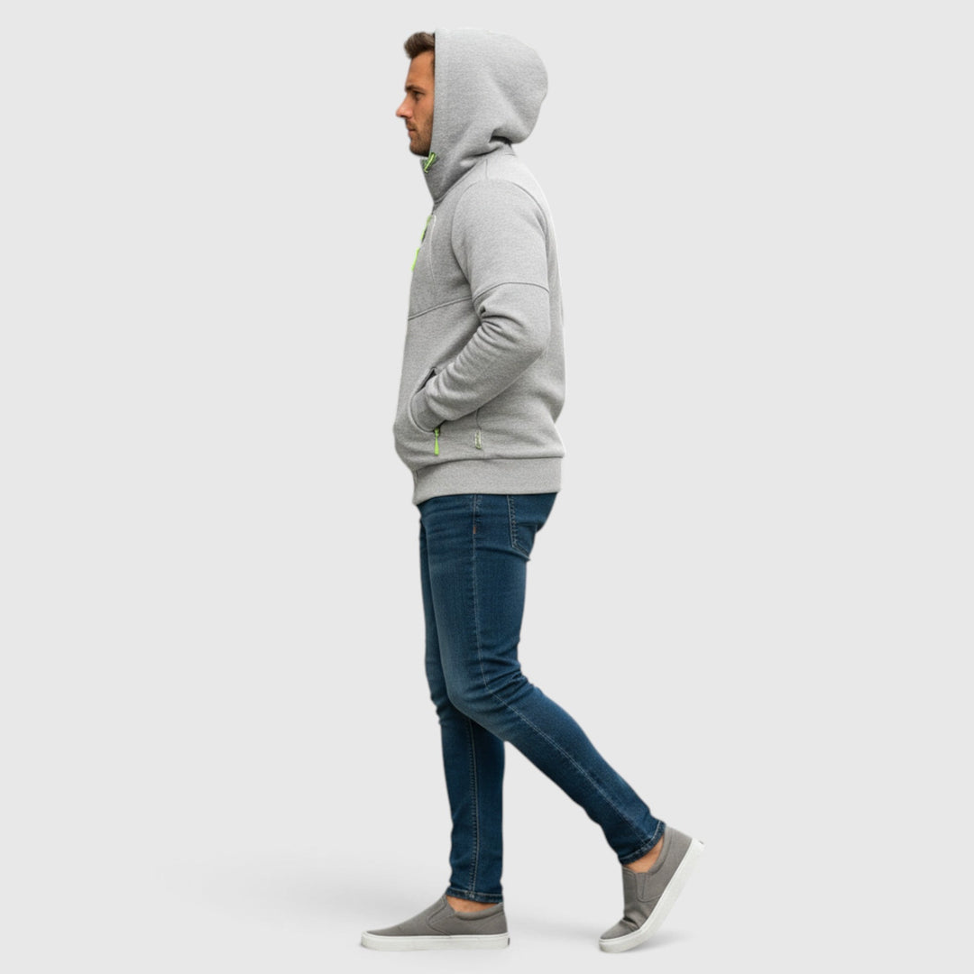 Men's fall fashion: waterproof zip-up hoodie with a casual loose fit for everyday comfort.