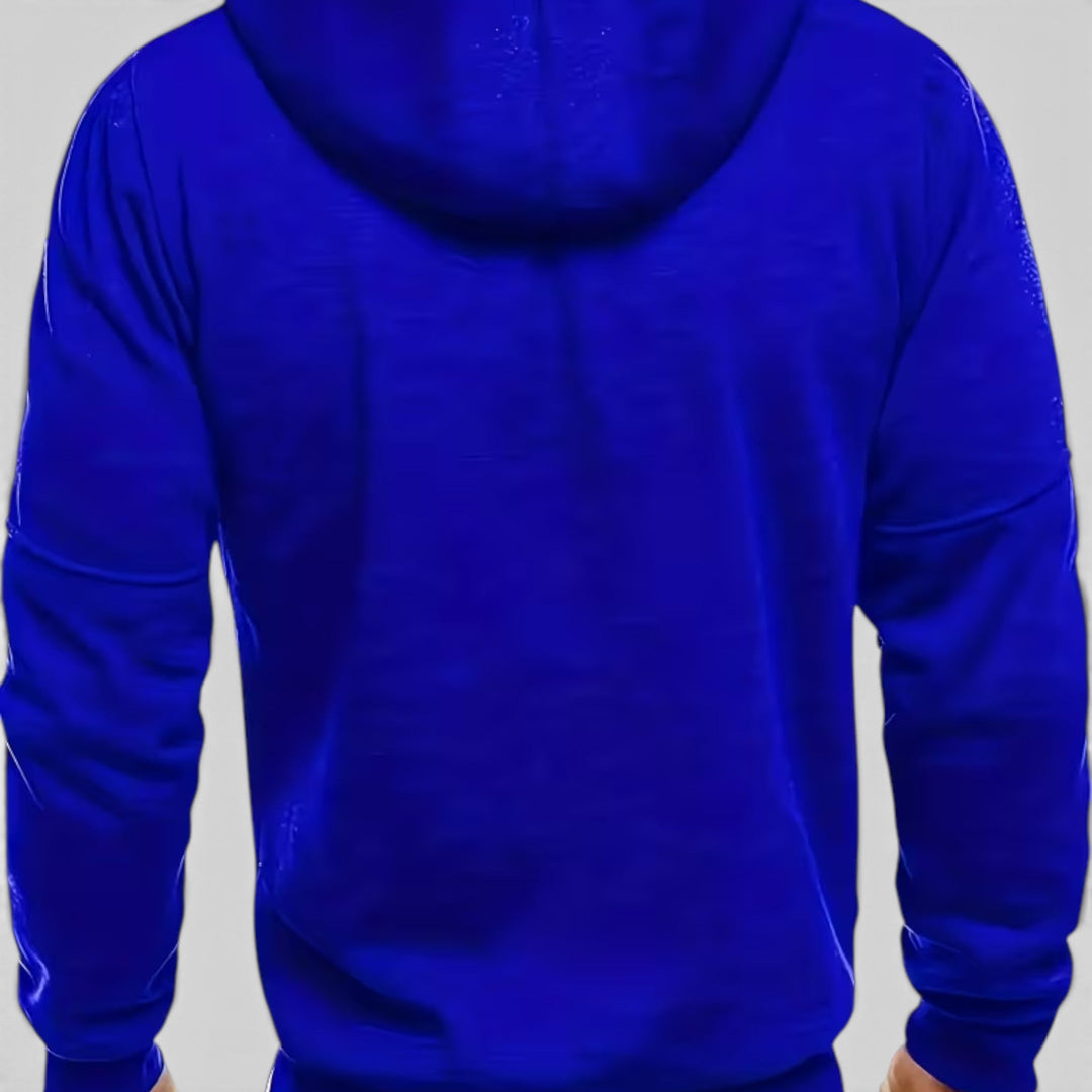 Waterproof hooded coat for men, a loose-fit zip-up perfect for fall and winter outfits.