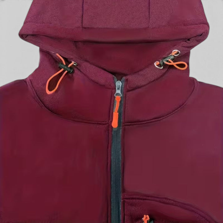 Stay dry in this comfortable men's loose-fit waterproof hooded zip-up for all seasons.