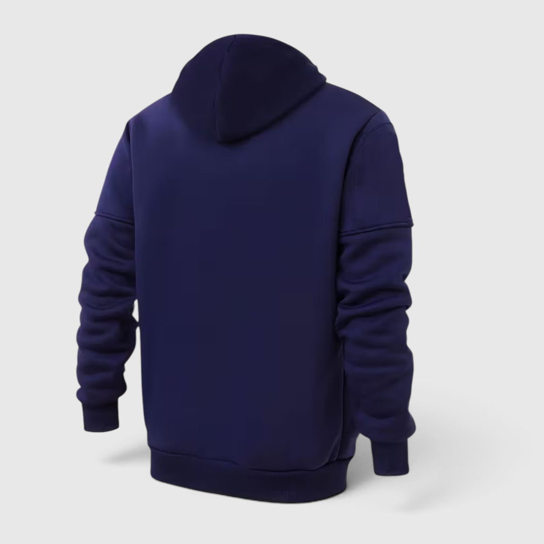 Comfortable men's waterproof hooded coat. Loose-fit zip-up, perfect for versatile all-weather.