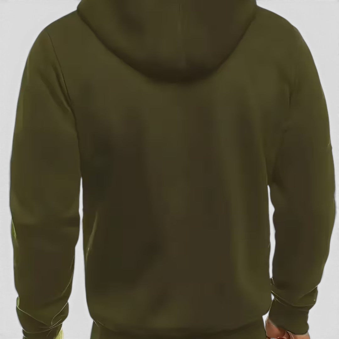 Men's essential loose-fit waterproof zip-up hoodie. Hooded, comfortable for all-weather wear.