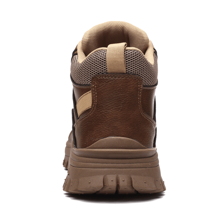 Black men's safety work shoes, non-slip & waterproof, ideal for workplace protection.