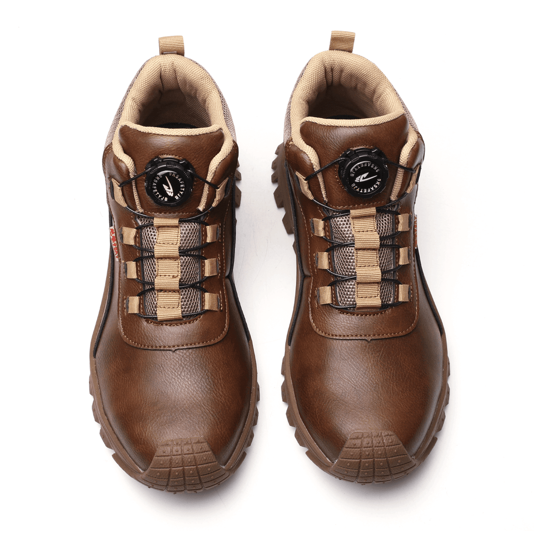 Front view of men's waterproof non-slip work shoes, ensuring ultimate comfort & safety.