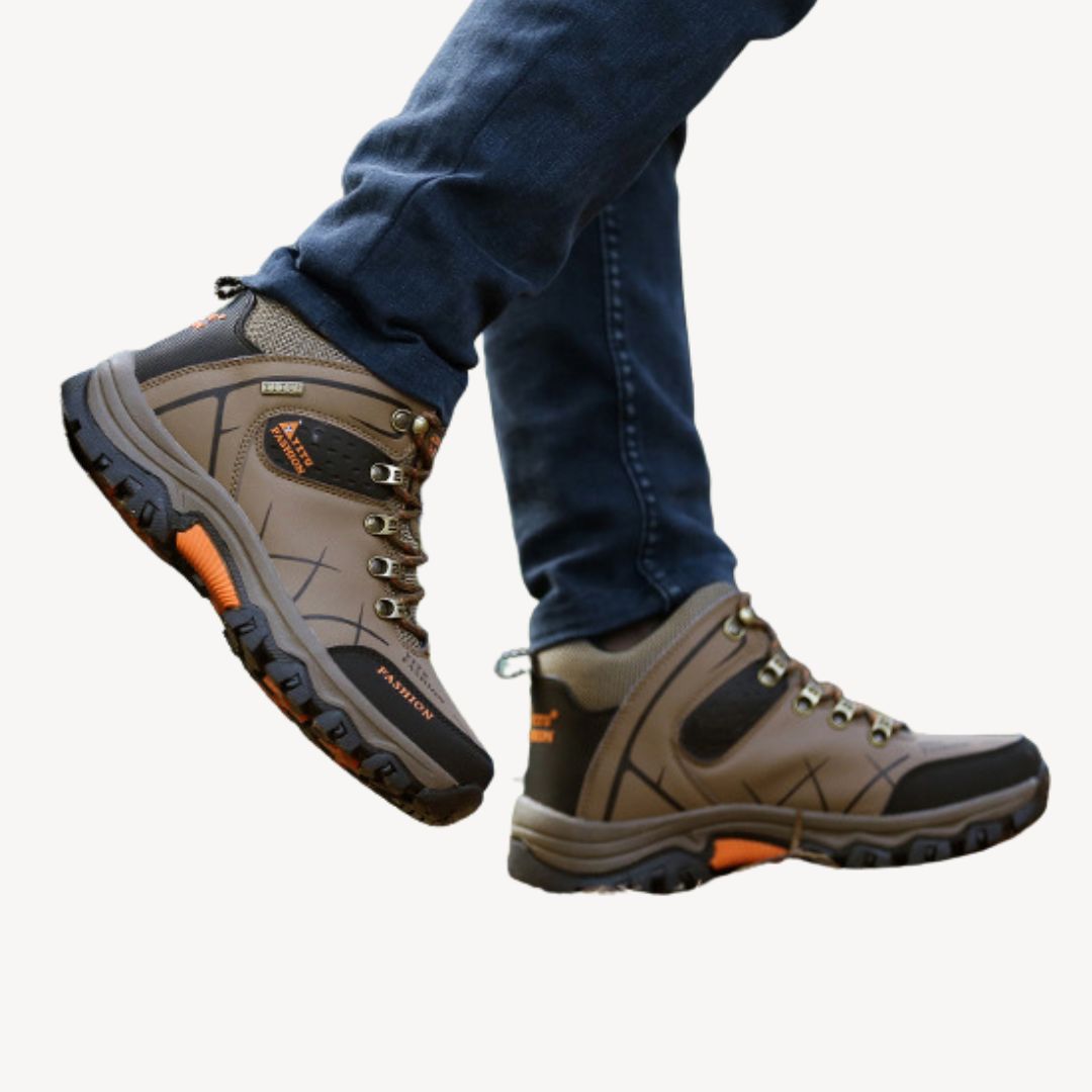 Men's waterproof orthopedic hiking boots for all-terrain trail comfort & support. Ideal outdoor footwear.
