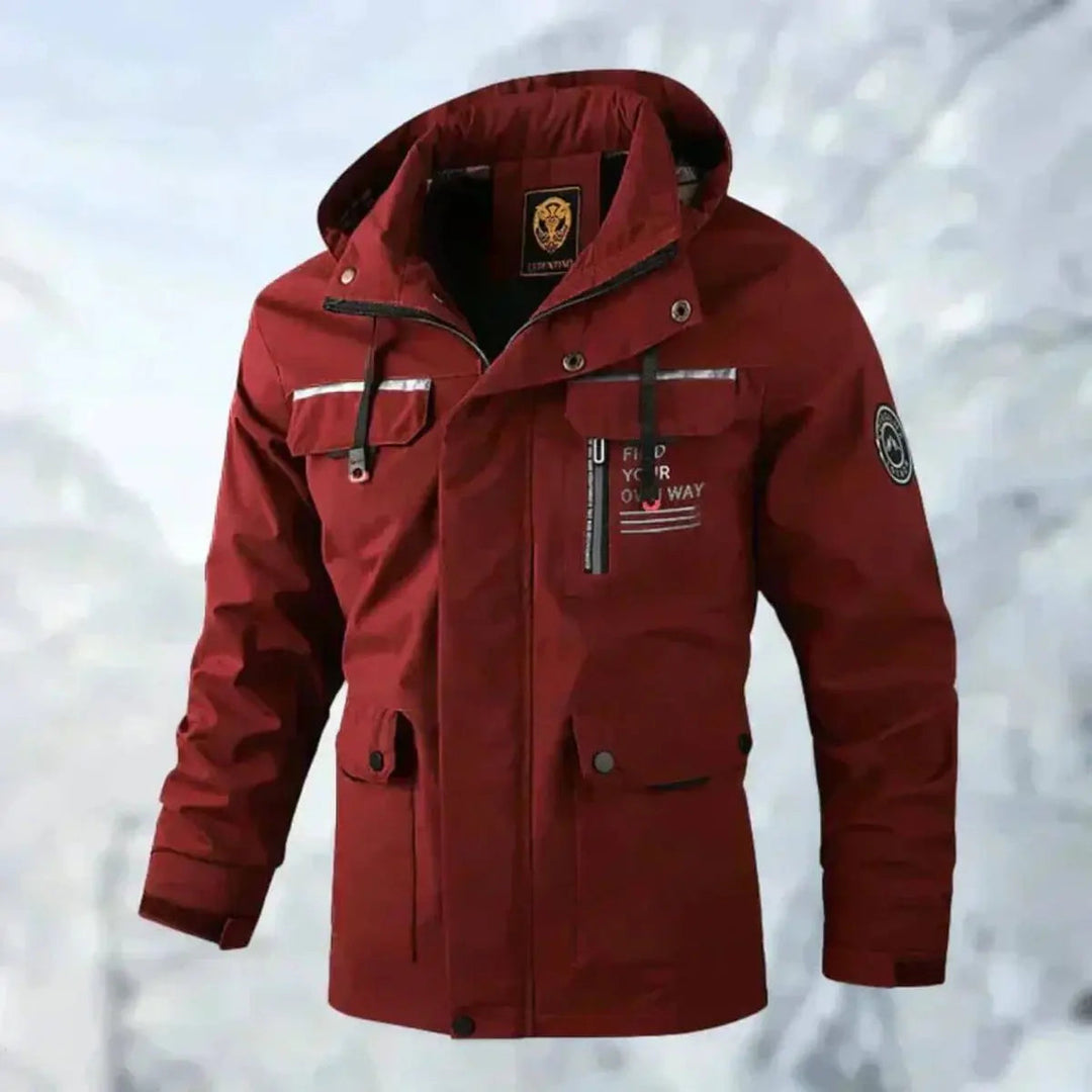 Durable men's waterproof quilted coat, windproof & hooded. Essential outdoor wear for ultimate protection from elements.