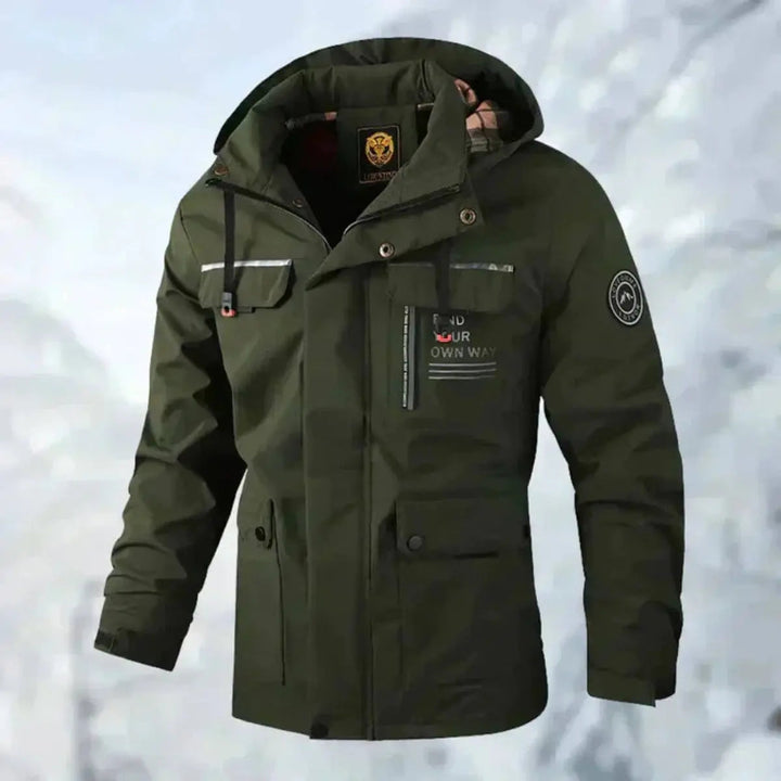Versatile men's hooded quilted jacket, perfect for autumn or winter. Waterproof, windproof, ideal for outdoor and city life.