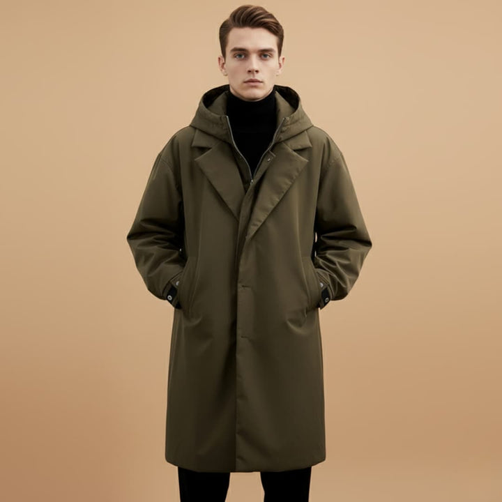 Durable men's rain gear, water-resistant jacket perfect for all-weather commuting.