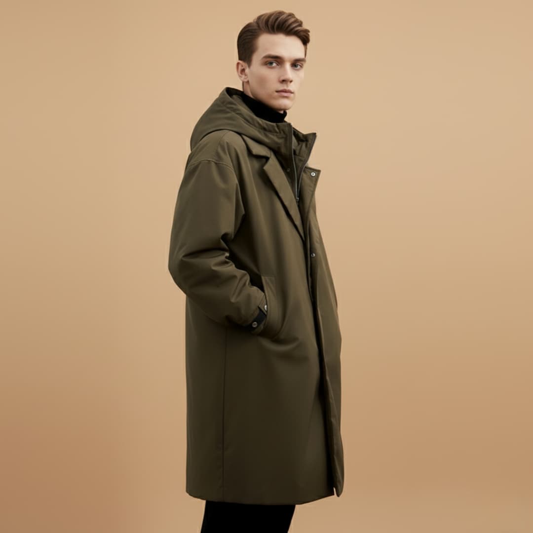 Stay dry with this protective men's raincoat, a travel essential for any trip.
