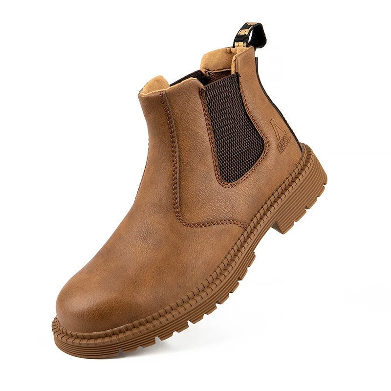 Men's waterproof steel toe safety work shoes, slip-resistant for ultimate protection & durability in tough environments.