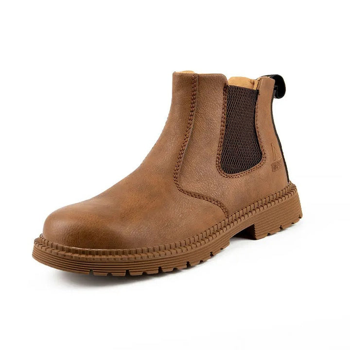 Comfortable men's waterproof safety shoes featuring steel toe & slip-resistant outsole for all-day protective wear.
