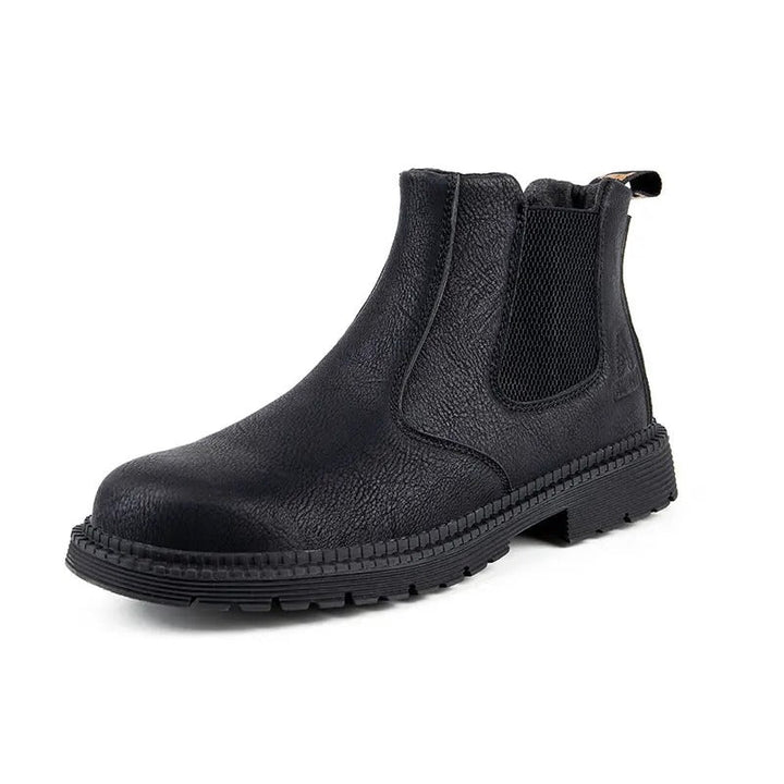 Men's waterproof steel toe work shoes, slip-resistant for safety. Durable industrial & construction protective footwear.