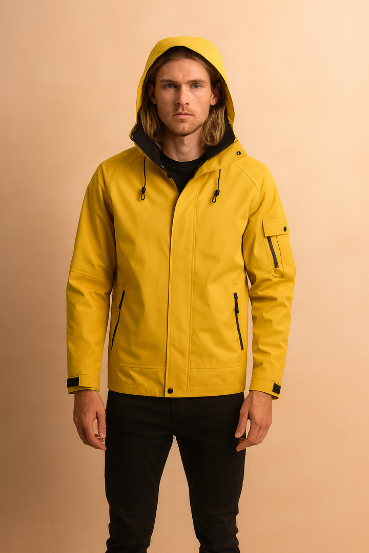 Stay warm and dry in this men's tactical hooded windbreaker, perfect for winter.