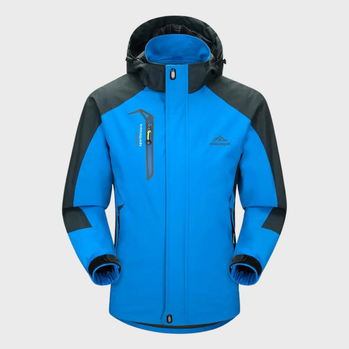 Performance men's wind jacket, lightweight protection for outdoor activities and travel.
