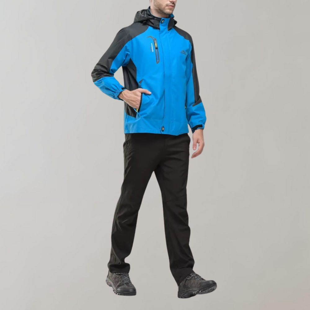 All-season men's windbreaker jacket, designed for urban exploration & active lifestyles.