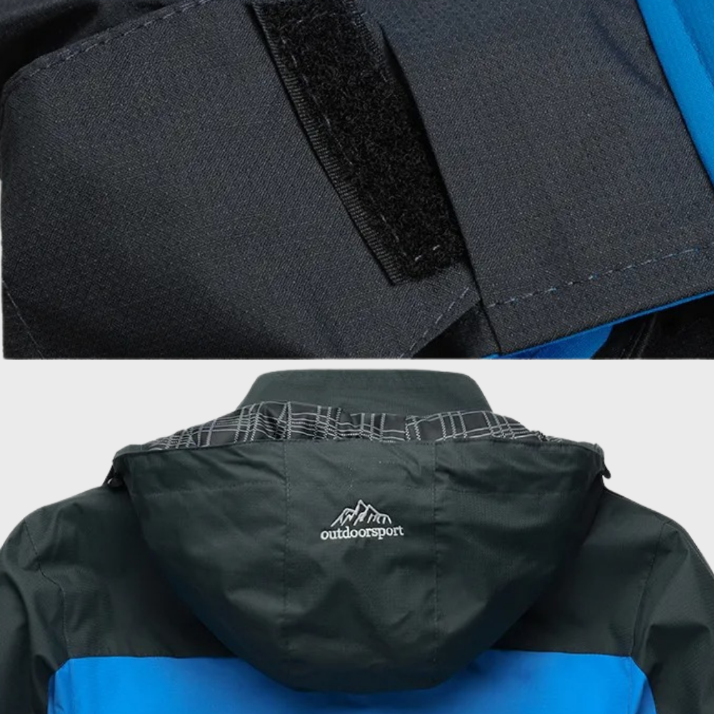 Durable men's waterproof jacket, essential outerwear for hiking, camping & everyday protection.