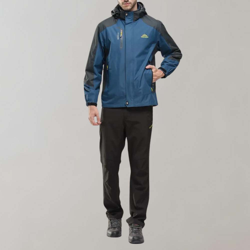 Outdoor men's windproof jacket, offering breathable protection for active use & daily commutes.