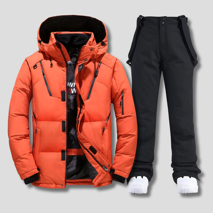 High-performance ski suit designed for rugged winter conditions and snow sports.