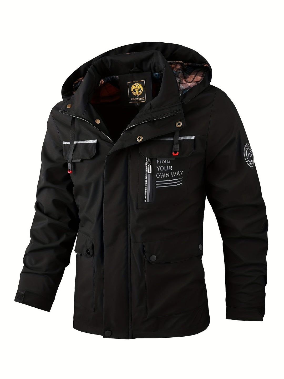 Men's weatherproof outdoor jacket for all seasons, ideal for hiking & activewear.