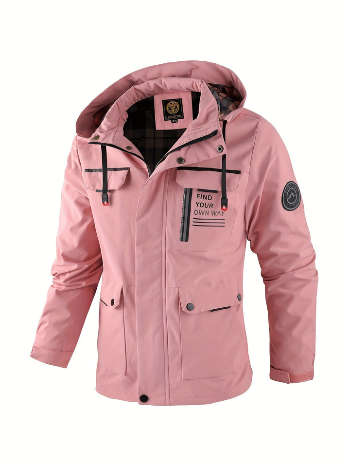 Rugged men's activewear jacket, weatherproof & windproof, essential for outdoor pursuits.