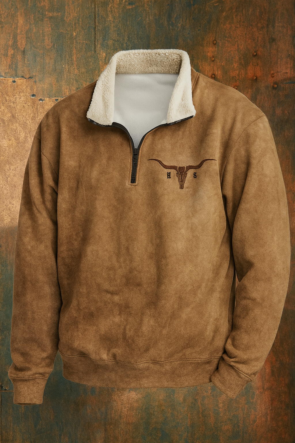 Cozy fleece quarter zip sweatshirt for men, offering a blend of western style and everyday comfort.
