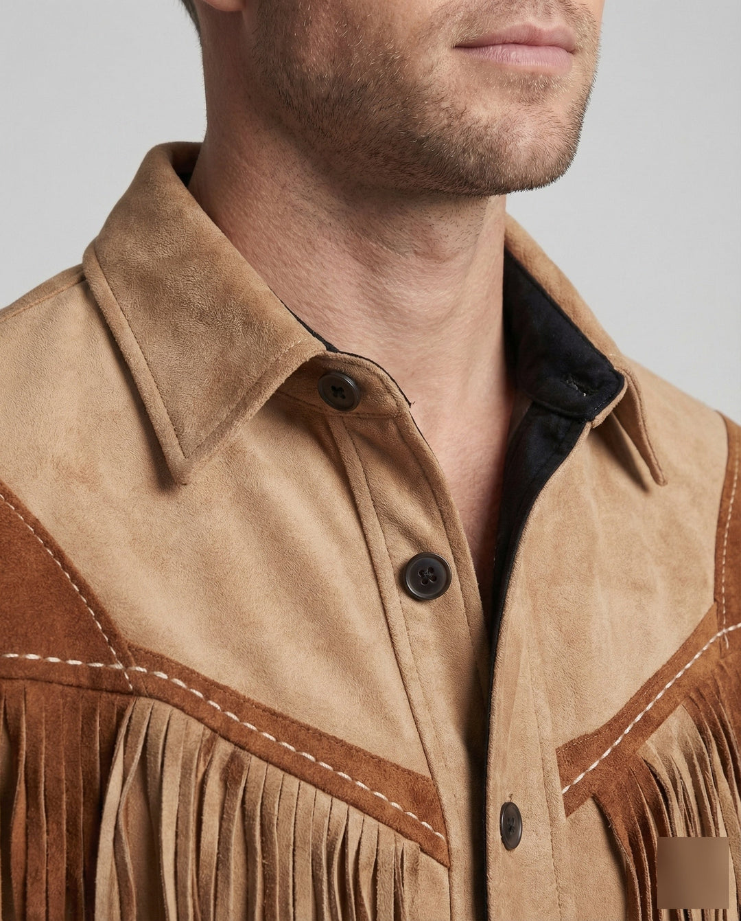 Statement men's shirt with Western embroidery and dynamic fringe design.