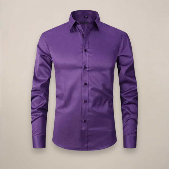 Sophisticated men's long-sleeve dress shirt, structured fit, wrinkle-free, ideal for formal wear.