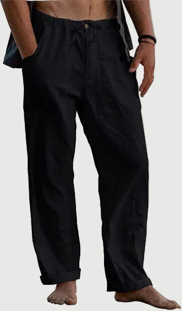 Modern men's wide leg trousers, perfect for stylish summer casual wear. Elegant & comfortable.